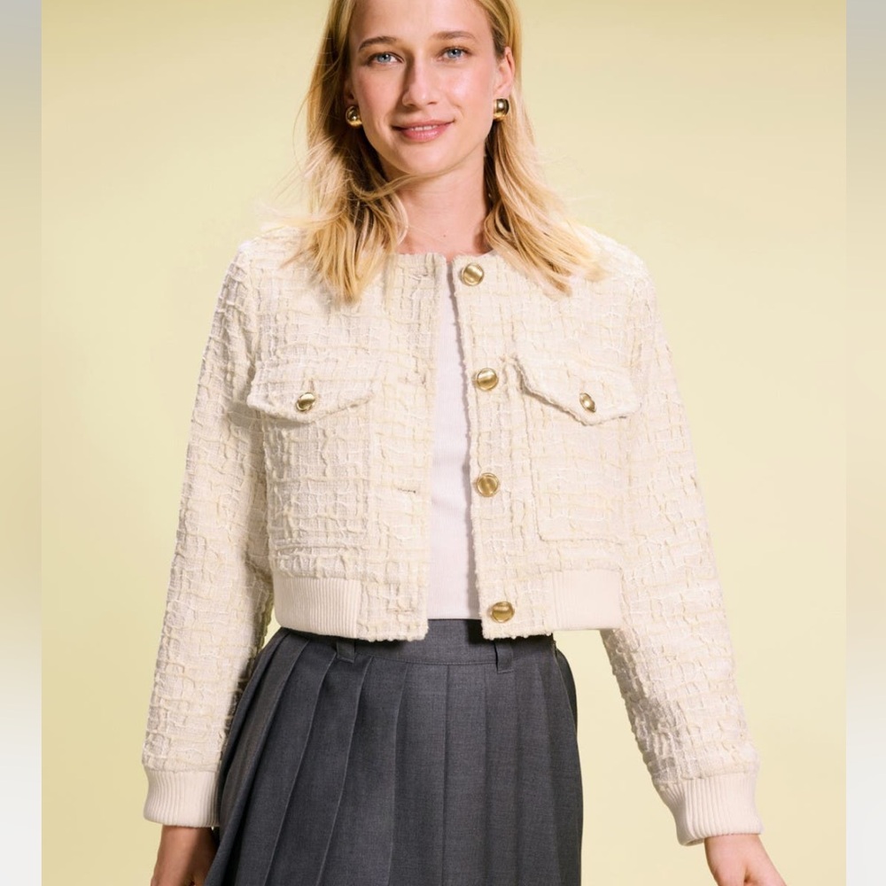 NWOT BLANK NYC Detox Diet Bomber Cream Textured Jacket